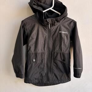 Columbia Kids Omni-Tech Hooded Rain Jacket Black Fleece Lined Size 4T Spring Fal
